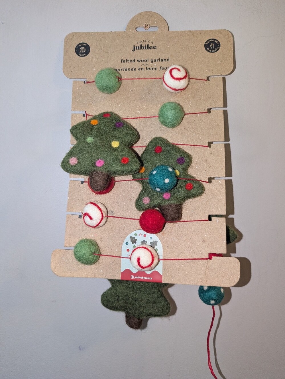 🆕 Danica Jubilee Felted Wool Garland 78" Christmas Trees Handmade In Nepal 🎄